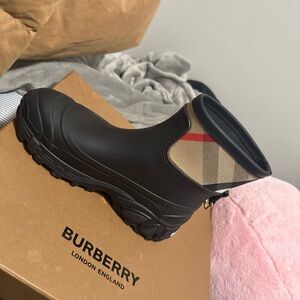 Burberry Black and Tan Ankle Boots